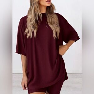 Oversized T-Shirt & Shorts Set High Waist Pockets Comfy Premium Boutique